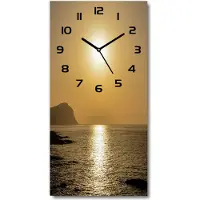 Tulup Wanduhr aus Glas – 30x60 cm - Glasbild - Glasuhr - Gehärtetes Glas -Sonnenuntergang Meer