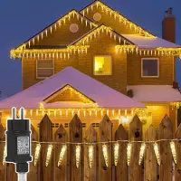 Peviasot LED Eiszapfen Lichterkette 8 Lichtmodi 40 LED 5M Warmweiß Weihnachten Deko