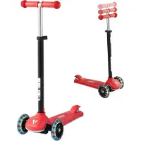 StarTech.com Kinderroller - Tretroller 3-Rad - LED-Leuchtrollen - Höhenverstellbarer Lenker - Leichter Aluminiumrahmen - Rutschfestes Deck - Belastbar bis 75 kg - Ab 3 Jahren - Rot