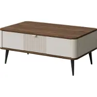 Mirjan 24 Couchtisch MARLY REG 16, Couchtisch, Schwarze Metallfüße (Farbe: Cashmere / Cashmere + Nuss)