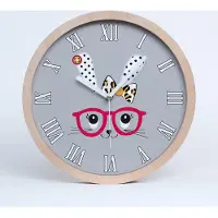 Tulup Holzuhr 20fi cm wanduhr - weiße Spitzen - Kaninchen mit Gläsern