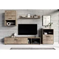 Feldmann-Wohnen Wohnwand Anbauwand Schrankwand 4-teilig Lowboard Sand Grange Eiche 80142078