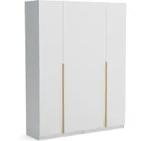 Brent Kleiderschrank Pablo 180cm, weiß gold, Drehtürenschrank, Farbauswahl, 180x54x234 cm 4-türig