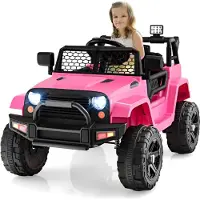 Goplus 12V Kinder Elektroauto, Kinderauto mit 2,4G Fernbedienung, Kinderfahrzeug mit USB & Musik & MP3, 2,5-4,5 km/h, für Kinder ab 3 Jahre (Rosa)