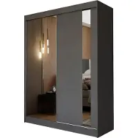 Masseno Schiebetürenschrank GRAZIA 160 cm Kleiderschrank Schlafzimmer Schrank 2-türig mit Spiegel Grau