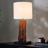 Invicta riess-ambiente Tischlampe ROUSILIQUE 60cm natur weiß rund Treibholz Beistelllampe Holzlampe Tischleuchte Lampe