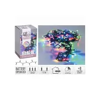 EDM Batteriebetriebene Lichterkette Grünes Kabel 48 LEDs Mehrfarben Länge Abstand Zwischen LEDs 7,5 cm IP44 Multifunktional 4 m