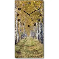 Tulup Wanduhr aus Glas – 30x60 cm - Glasbild - Glasuhr - Gehärtetes Glas -Birkenwald