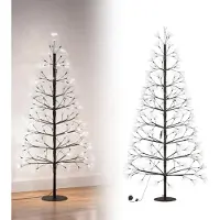 LZQ Künstlicher Weihnachtsbaum 150 cm mit 1500 kaltweißen LEDs, Feuerspuck-Effekt, stabiler Stahlstab & abnehmbarer Stamm, 5 m Kabel