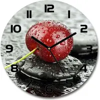 Tulup Wanduhr aus Glas 30fi Glasbild Glasuhr Gehärtetes Glas - schwarze-zeiger - Cherry in the rain