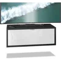 Vladon TV Board Lana 80 Hängeschrank Lowboard 80 x 29 x 37 cm, Germany, Korpus in Schwarz matt, Fronten in Weiß Hochglanz | Große Farbauswahl