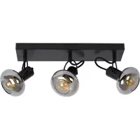 Licht-Erlebnisse Spot Lampe Rauchglas Metall E14 verstellbar Schwarz Rauchgrau 3-flammig länglich Retro