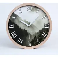 Tulup Holzuhr 25fi cm wanduhr - weiße Spitzen - Nebel in den Wald über