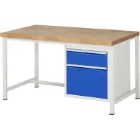 RAU Werkbank mit 2 Schubladen - Vollauszug - 180:1 / 360:1 - 840 x 1.500 x 900 mm (HxBxT) - Traglast 1.250 kg - Buche