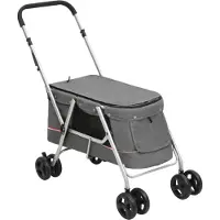 Syfax Hundewagen Faltbar Grau 100x49x96 cm Leinenstoff