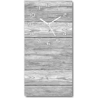 Tulup Wanduhr aus Glas – 30x60 cm - Glasbild - Glasuhr - Gehärtetes Glas -Hölzerner Hintergrund