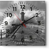 ARTTOR Wanduhr - Quadrat - Glasuhr - Laterne Meer Portugal - 40x40cm - Schleichendes Uhrwerk - Lautlos - zum Aufhängen bereit - Dekoration Modern - Wanddekoration aus Glas - C4AC40x40-4913