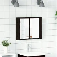 vidaXL Möbel LED Spiegelschrank Schwarz Eiche 60x12x45 cm Holzwerkstoff - Badspiegel 862550