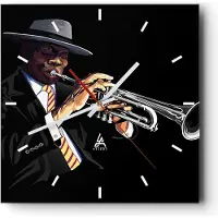 ARTTOR Wanduhr - Quadrat - Glasuhr - Jazz Musik Musiker - 30x30cm - Schleichendes Uhrwerk - Lautlos - zum Aufhängen bereit - Dekoration Modern - Wanddekoration aus Glas - C3AC30x30-3588