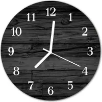 Tulup Glasuhr Wanduhr Küchenuhr Echt-Glas 30fi cm Holz schwarz