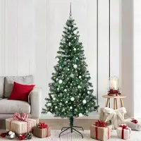 vidaXL "Schlussverkauf" Künstlicher vorbeleuchteter Weihnachtsbaum(1 pc) - Kunstbaum/Tannenbaum - Grün 210 cm C7740