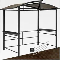 Markenlos Outdoor Grillpavillon, Überdachung für Grill, Metallpavillon für Outdoorküche auf Balkon, im Garten oder auf der Terrasse, Sichtschutz, Terrassenüberdachung, Gartenpavillon 240 x 150 x 234 - grau