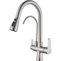 OEM Küchenarmatur, Dual-Handle, 360-Grad-Schwenkauslauf, Gebürstetes Nickel A