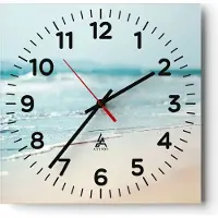 ARTTOR Wanduhr - Quadrat - Glasuhr - Kante Welle Wasser - 30x30cm - Schleichendes Uhrwerk - Lautlos - zum Aufhängen bereit - Dekoration Modern - Wanddekoration aus Glas - C4AC30x30-5084