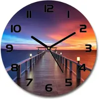Tulup Wanduhr aus Glas 30fi Glasbild Glasuhr Gehärtetes Glas - schwarze-zeiger - Wooden bridge