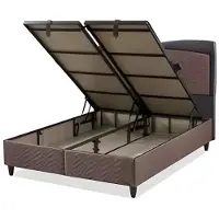 Xl Moebel Gmbh Elegantes braunes Bett aus Holz und Textil mit Komfortmatratze