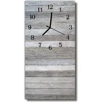 Tulup Glasuhr Wanduhr Küchenuhr Echt-Glas 30x60 Holz Grau