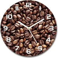 Tulup Wanduhr aus Glas 30fi Glasbild Glasuhr Gehärtetes Glas - weisse-zeiger - Coffee beans