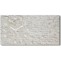 Tulup Wanduhr aus Glas – 60x30 cm - Glasbild - Glasuhr - Gehärtetes Glas - weisse-zeiger - Holzwand