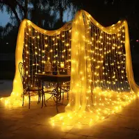 Izrielar LED Lichternetz 2x2m 200 LEDs Warmweiß Lichterkette 8 Beleuchtungsmodi Speicherfunktion für Innen mit Transparent Kabel