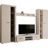 Mirjan 24 Wohnwand Farso XL, Modernes Wohnzimmer-Set, Schrankwand, Stilvoll Mediawand, TV-Möbel (ohne Beleuchtung, Sandbeige)