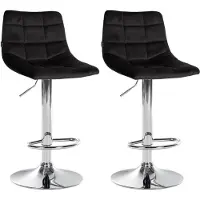 CLP 2er Set Barhocker Jerry Samt chrom schwarz