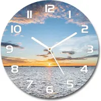 Tulup Wanduhr aus Glas 30fi Glasbild Glasuhr Gehärtetes Glas - weisse-zeiger - Twilight by the sea
