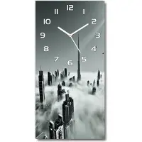 Tulup Wanduhr aus Glas – 30x60 cm - Glasbild - Glasuhr - Gehärtetes Glas -Wolkenkratzer