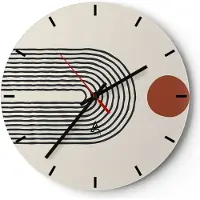 ARTTOR Wanduhr - Rund - Glasuhr - Abstraktion Grafik Linien - 30x30cm - Schleichendes Uhrwerk - Lautlos - zum Aufhängen bereit - Dekoration Modern - Wanddekoration aus Glas - C3AR30x30-5035