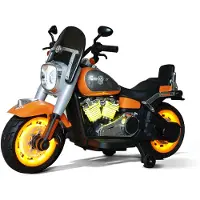 BOGI XXL Elektro-Kindermotorrad Kinderfahrzeug Kinder Motorrad für Kinder bis 8 Jahren 12V – 55W Motor, LED, USB, Bluetooth Orange (BJML818 )