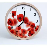 Tulup Holzuhr 30fi cm wanduhr - Mohnblumen