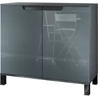 Vladon Kommode Sylt V3, Moderner Küchenschrank mit 2 großen Türen Anthrazit matt / Grau Hochglanz (92,5 x 84.5 x 35)