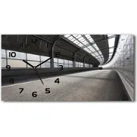 Tulup Wanduhr aus Glas – 60x30 cm - Glasbild - Glasuhr - Gehärtetes Glas - schwarze-zeiger - Straße im Tunnel