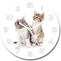 Tulup Wanduhr aus Glas 30fi Glasbild Glasuhr Gehärtetes Glas - weisse-zeiger - Two small cats