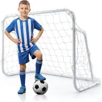 Costway 120 x 80 cm Fußballtor, Fussballtore mit Metallrahmen & PE-Netz, Fußballtore Garten wetterfest, Fußball Trainingstor für Kinder, Jugendliche