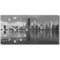 Tulup Wanduhr aus Glas – 60x30 cm - Glasbild - Glasuhr - Gehärtetes Glas - weisse-zeiger - Chicago