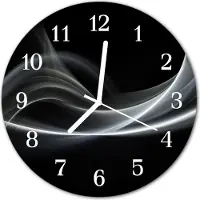 Tulup Glasuhr Wanduhr Küchenuhr Echt-Glas 30fi cm Abstrakte Linien schwarz