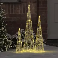 vidaXL "Schlussverkauf" Weihnachtsbaum - Tannenbaum - Kunstbaum moderne - mit 90 LEDs 3 Stück Warmweiß 20x20x80 cm Acryl C13041