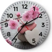 ARTTOR Wanduhr - Rund - Glasuhr - Yoga weiblich Blume Gesundheit - 30x30cm - Schleichendes Uhrwerk - Lautlos - zum Aufhängen bereit - Dekoration Modern - Wanddekoration aus Glas - C4AR30x30-3178