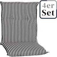 Green Spirit 4er Set Niedriglehner Auflage Tupelo, Motiv - Karo, schwarz - weiss, 98x46x8cm